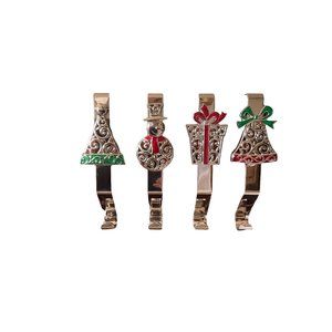 Hobby Lobby Stocking Holder Snowman, Bell, Hat, Present, Metal L-Shaped